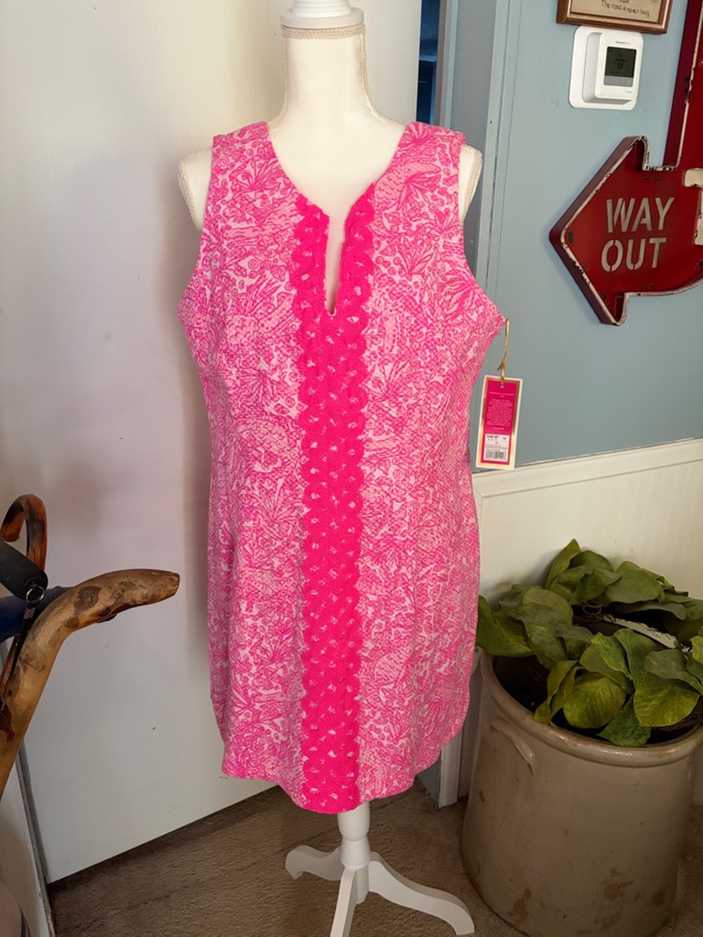Lilly Pulitzer for Target Pink Floral Mini Dress with Hot Pink Trim